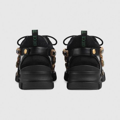 Gucci Ayakkabı Flashtrek Siyah - Gucci Ayakkabi Bayan Flashtrek Sneaker With Removable Crystals Siyah