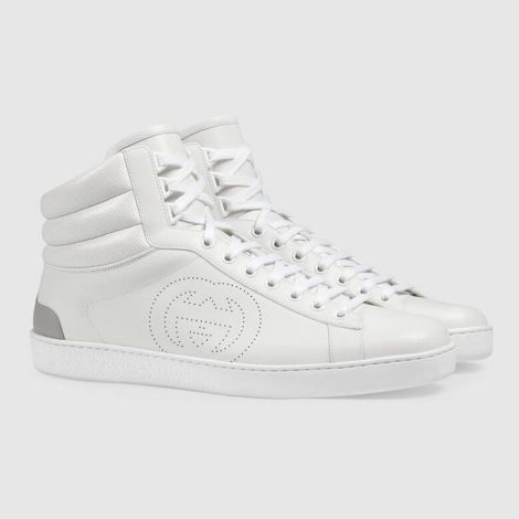 Gucci Ayakkabı Ace Beyaz - Gucci Ayakkabi Erkek 21 Mens High Top Ace Sneaker Beyaz