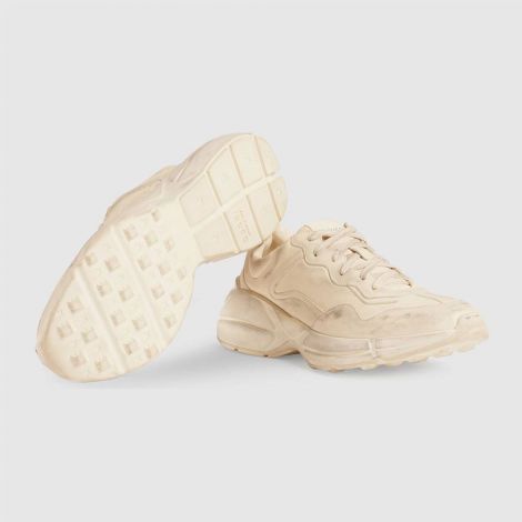 Gucci Ayakkabı Rhyton Beyaz - Gucci Ayakkabi Erkek 21 Rhyton Leather Sneaker Beyaz