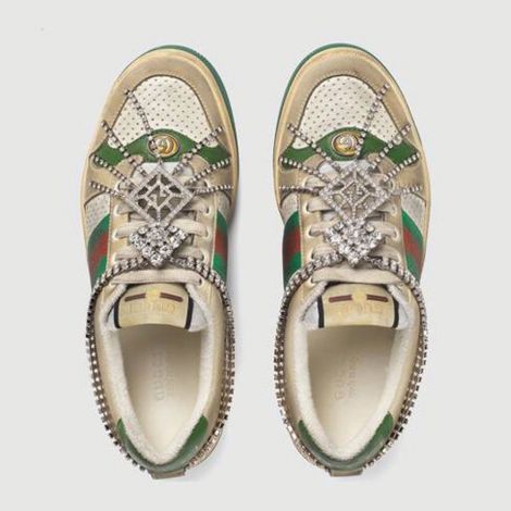 Gucci Ayakkabı Screener Yeşil - Gucci Ayakkabi Kadin 21 Screener Sneaker With Crystals Green Yesil