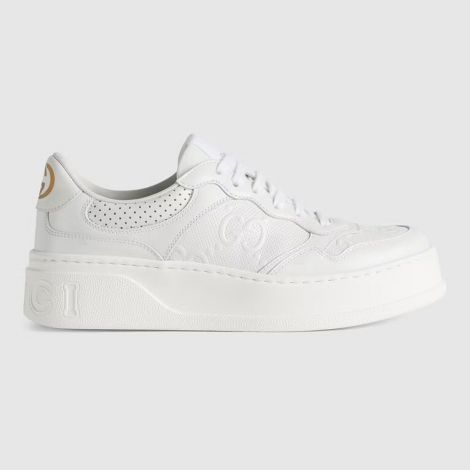 Gucci Ayakkabı GG Embossed Beyaz - Gucci Ayakkabi Kadin Womens Gg Embossed Sneaker White Beyaz