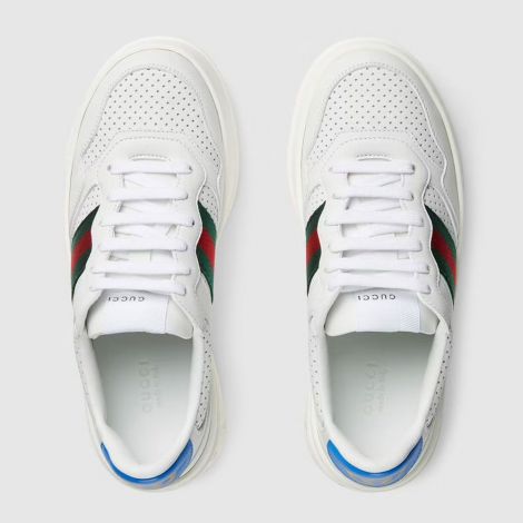 Gucci Ayakkabı Sneaker With Web Beyaz - Gucci Ayakkabi Kadin Womens Sneaker With Web Mavi Beyaz