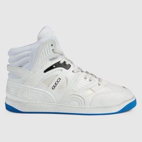 Gucci Ayakkabı Basket Sneaker Beyaz - Gucci Erkek Ayakkabi High Top Sneakers For Men Gucci Basket Sneaker Mavi Beyaz