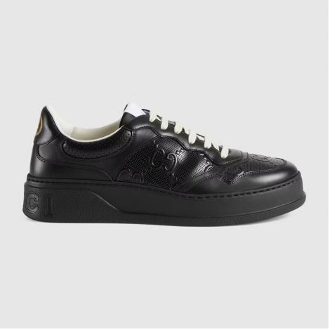 Gucci Ayakkabı GG Embossed Siyah - Gucci Erkek Ayakkabi Mens Gg Embossed Sneaker Black Siyah