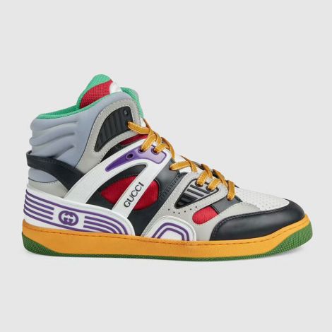 Gucci Ayakkabı Basket Turuncu - Gucci Erkek Sneakers Mens Gucci Basket Sneaker Multi Color Renkli Turuncu