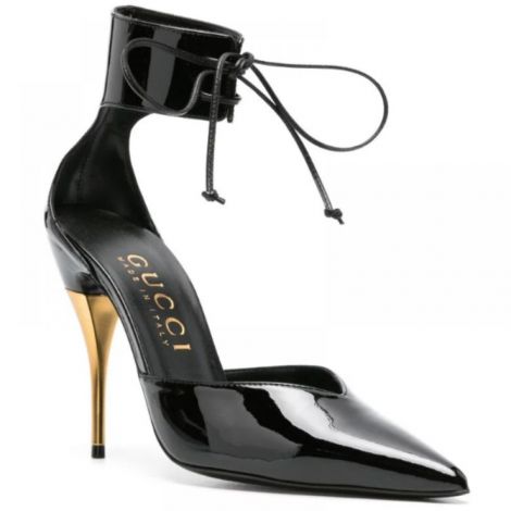 Gucci Ayakkabı Lace-Up Patent Topuklu Ayakkabı Siyah - Gucci Lace Up Patent Pumps Gucci Women Shoes Gucci Kadin Topuklu Ayakkabi Gucci Ayakkabi Siyah