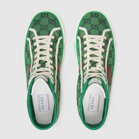 Gucci Ayakkabı Tennis 1977 Yeşil - Gucci Men Shoes Mens Gucci Tennis 1977 Gg Multicolor High Top Yesil