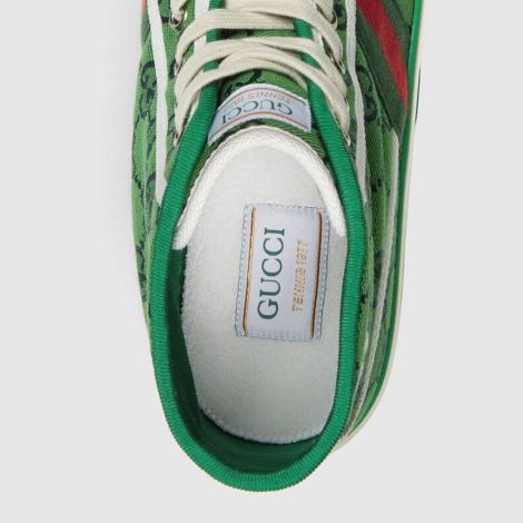 Gucci Ayakkabı Tennis 1977 Yeşil - Gucci Men Shoes Mens Gucci Tennis 1977 Gg Multicolor High Top Yesil
