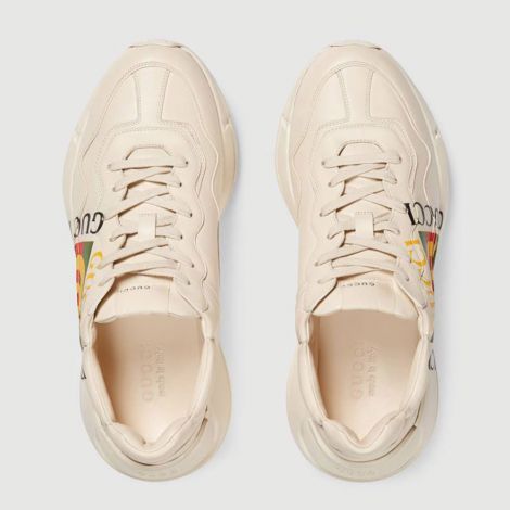 Gucci Ayakkabı Ace Leather Beyaz - Gucci Rhyton Gucci Logo Leather Sneaker Spor Ayakkabi Beyaz