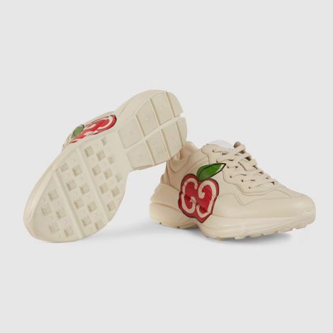 Gucci Ayakkabı Rhyton GG Beyaz - Gucci Shoes Woman Rhyton Gg Apple Sneaker White Beyaz