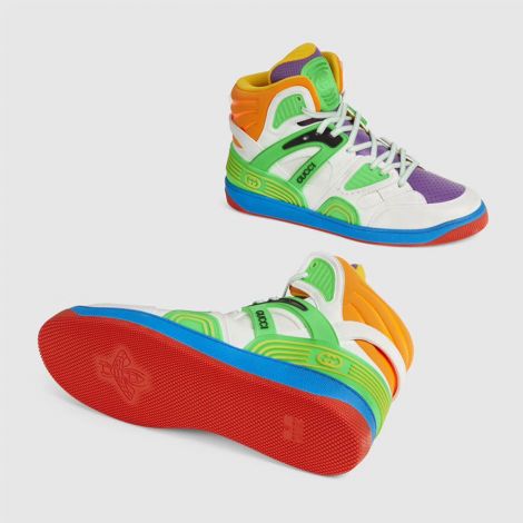 Gucci Ayakkabı Basket Renkli - Gucci Sneakers Erkek Mens Gucci Basket Sneaker Multi Color Renkli