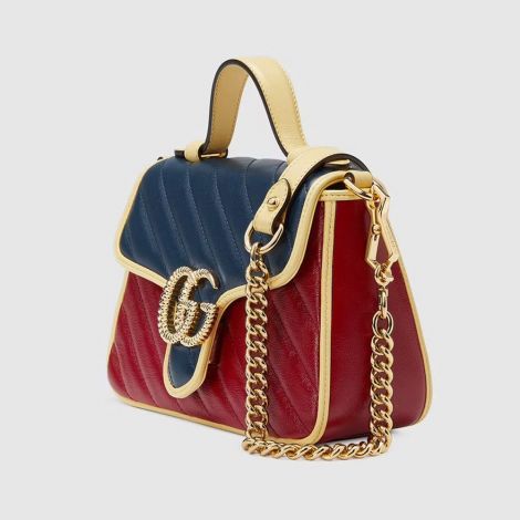 Gucci Çanta GG Marmont Mini Kırmızı - Gucci 2021 Canta Gg Marmont Mini Top Handle Bag Blue Red Kucuk Kirmizi