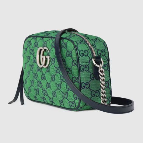 Gucci Çanta GG Marmont Small Yeşil - Gucci 2021 Canta Gg Marmont Multicolor Small Shoulder Bag Green Blue Yesil