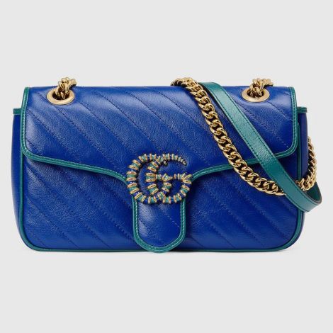 Gucci Çanta GG Marmont Small Mavi - Gucci 2021 Canta Gg Marmont Small Shoulder Bag Blue Turquoise Mavi