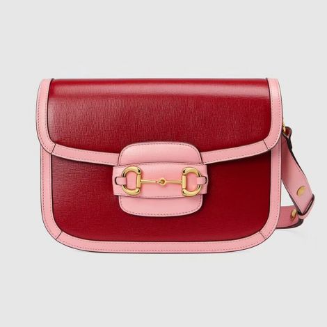 Gucci Çanta Horsebit 1955 Kırmızı - Gucci 2021 Canta Horsebit 1955 Small Shoulder Bag Red Pink Kirmizi