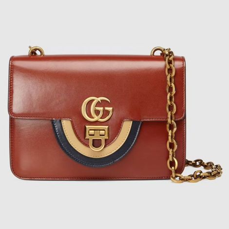 Gucci Çanta Double G Kırmızı - Gucci 2021 Canta Small Shoulder Bag With Double G Brick Red Kirmizi