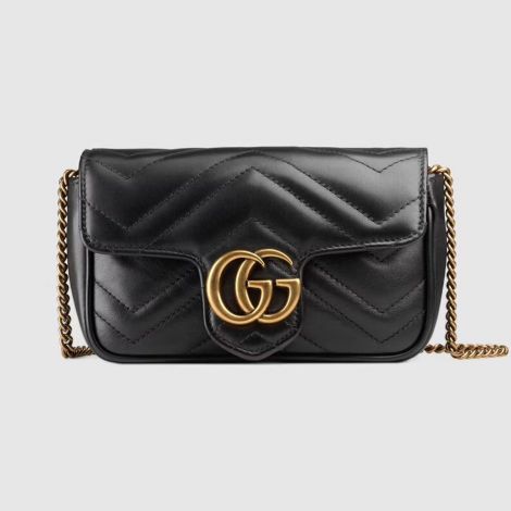 Gucci Çanta GG Marmont Matelasse Siyah - Gucci Bag Canta Gg Marmont Matelasse Leather Super Mini Bag Siyah