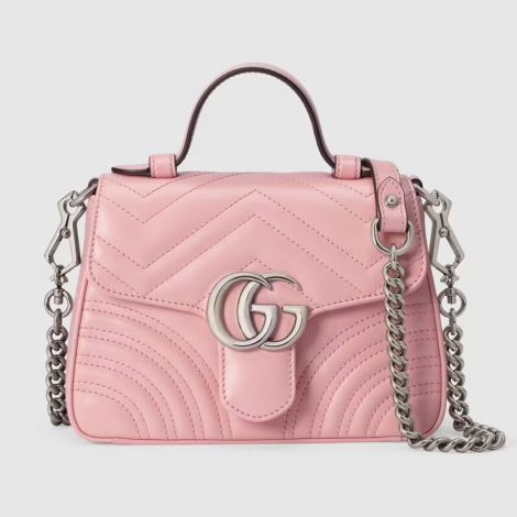 Gucci Çanta GG Marmont Mini Pembe - Gucci Canta 2021 Gg Marmont Mini Top Handle Bag Pink Pembe