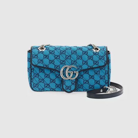 Gucci Çanta GG Marmont Small Mavi - Gucci Canta 2021 Gg Marmont Multicolor Small Shoulder Bag Blue Mavi
