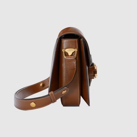 Gucci Çanta Horsebit 1955 Kahverengi - Gucci Canta 2021 Horsebit 1955 Shoulder Bag Brown Leather Kahverengi