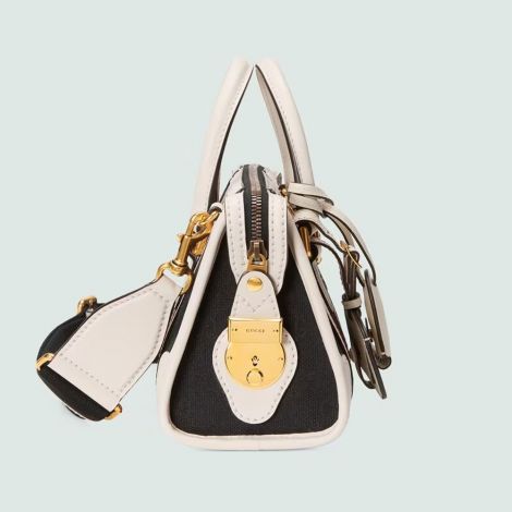 Gucci Çanta Bauletto Mini Siyah - Gucci Canta 22 Bauletto Mini Top Handle Bag Crossbody Bags For Women Beyaz Siyah