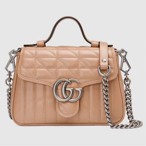 Gucci Çanta GG Marmont Mini Bej - Gucci Canta 22 Handbags Mini Bags For Women Gg Marmont Mini Top Handle Bag Beige Bej