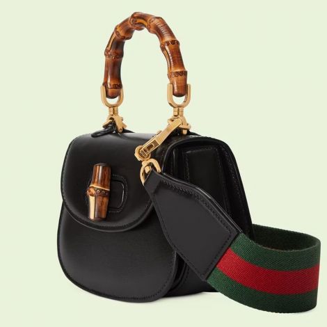 Gucci Çanta Bamboo 1947 Mini Siyah - Gucci Canta 22 Shoulder Bags For Women Bamboo 1947 Top Handle Bag Black Siyah