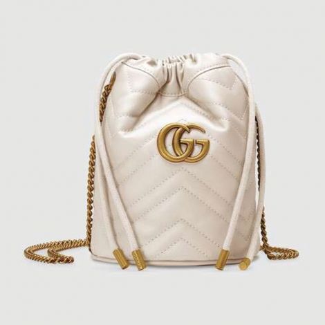 Gucci Çanta Marmont Beyaz - Gucci Canta Kadin 21 Gg Marmont Mini Bucket Bag Beyaz