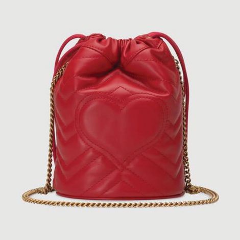 Gucci Çanta Marmont Kırmızı - Gucci Canta Kadin 21 Gg Marmont Mini Bucket Bag Kirmizi