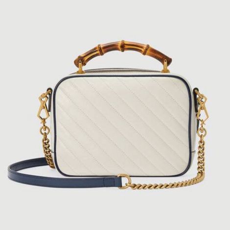 Gucci Çanta Marmont Beyaz - Gucci Canta Kadin 21 Gg Marmont Small Shoulder Bag With Bamboo Beyaz
