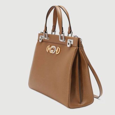 Gucci Çanta Zumi Kahverengi - Gucci Canta Kadin 21 Zumi Grainy Leather Medium Top Handle Bag Kahverengi