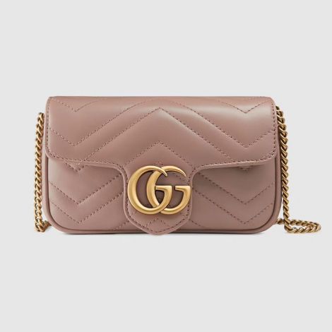 Gucci Çanta GG Marmont Matelasse Pembe - Gucci El Cantasi Gg Marmont Matelasse Leather Super Mini Bag Pembe