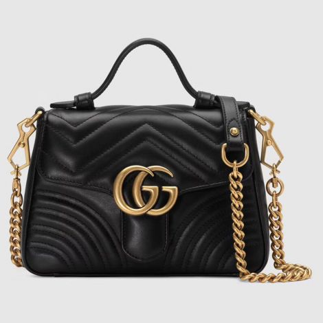Gucci Çanta GG Marmont Mini Siyah - Gucci El Cantasi Gg Marmont Mini Top Handle Bag Black Siyah