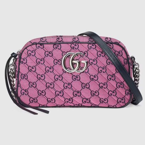 Gucci Çanta GG Marmont Mini Pembe - Gucci El Cantasi Gg Marmont Multicolor Small Shoulder Bag Blue Pink Pembe