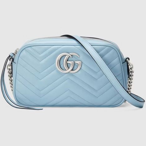Gucci Çanta GG Marmont Small Mavi - Gucci El Cantasi Gg Marmont Small Shoulder Bag Pastel Blue Mavi