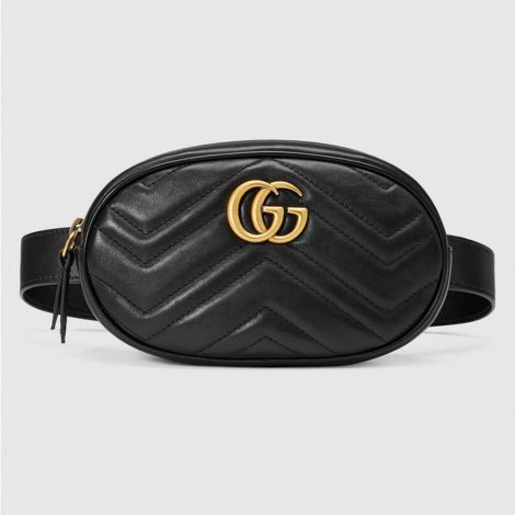 Gucci Çanta Marmont Siyah - Gucci Gg Marmont Matelass Leather Belt Bag Siyah