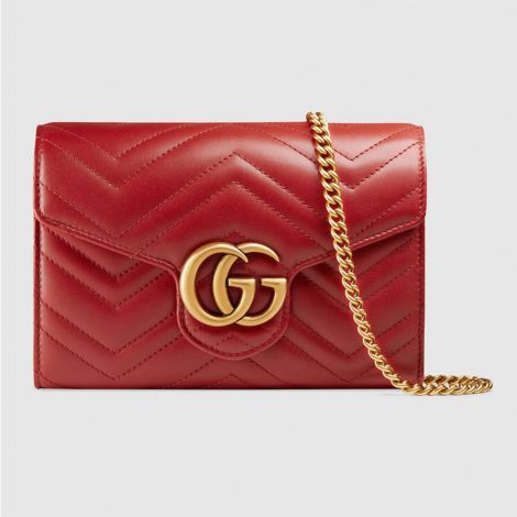 Gucci Çanta Marmont Mini Kırmızı - Gucci Gg Marmont Matelass Mini Bag Kirmizi