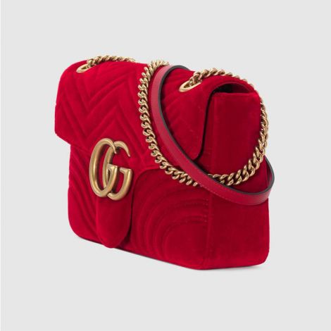 Gucci Çanta Marmont Medium Kırmızı - Gucci Kadin Canta Gg Marmont Medium Shoulder Bag Kirmizi