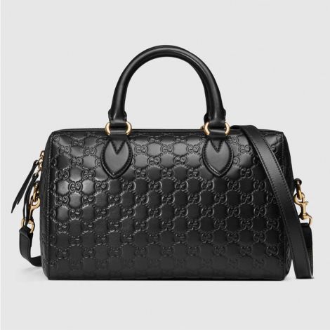 Gucci Çanta Signature Siyah - Gucci Signature Medium Top Handle Bag Siyah