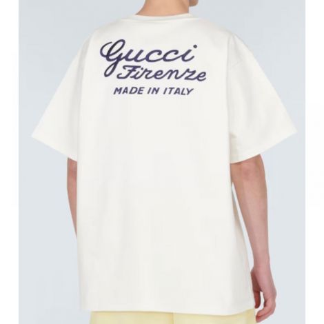 Gucci Tişört Embroidered Beyaz - Gucci Embroidered T Shirt Gucci Erkek Tisort Gucci Tisort Beyaz