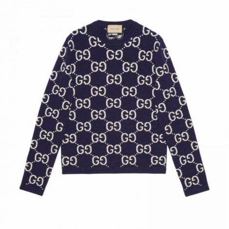 Gucci Sweatshirt GG Logo Lacivert - Gucci Erkek Sweatshirt Gucci Sweatshirt 2387 Lacivert
