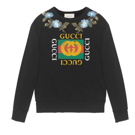 Gucci Sweatshirt Flowers Siyah - Gucci Erkek Sweatshirt Logo Flowers Cicek Kazak
