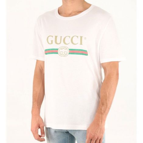 Gucci Tişört Logo Beyaz - Gucci Erkek Tisort 21 Men Clothing T Shirts Gucci White Beyaz