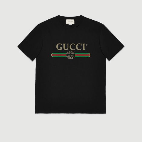 Gucci Tişört Logo Siyah - Gucci Logo Cotton T Shirt Kadin Siyah