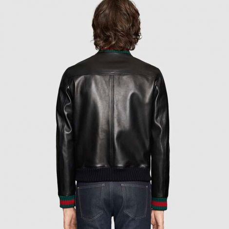Gucci Mont With Web Siyah - Gucci Mont Leather Jacket With Web Siyah