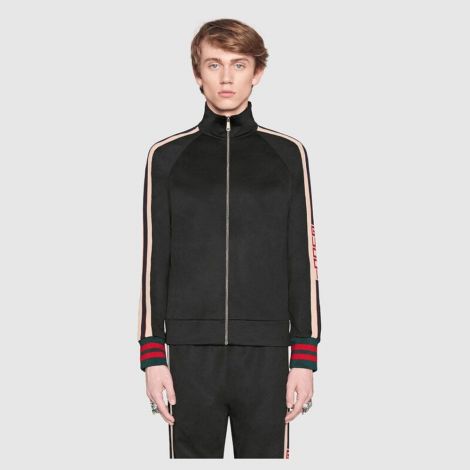 Gucci Polar Technical Jersey Siyah - Gucci Polar Ceket Sweatshirts For Men Technical Jersey Jacket Siyah