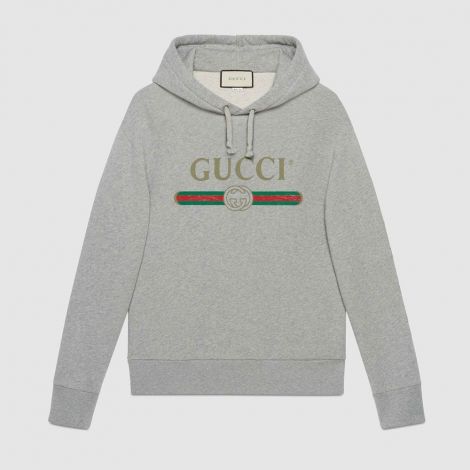 Gucci Sweatshirt Dragon Gri - Gucci Sweatshirt Erkek Logo Sweatshirt With Dragon Kapsonlu Gri Yeni