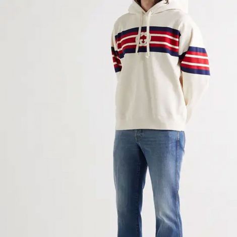 Gucci Sweatshirt Loopback Beyaz - Gucci Sweatshirt Logo Print Loopback Cotton Jersey Hoodie Beyaz