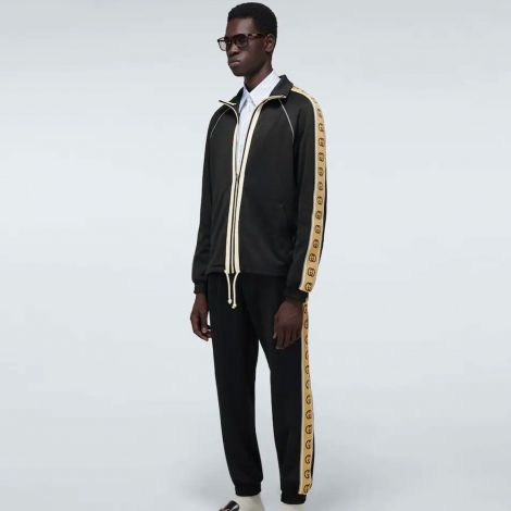 Gucci Eşofman Takımı Technical Siyah - Gucci Sweatshirt Technical Jersey Jacket Ceket Esofman Ust Siyah V1