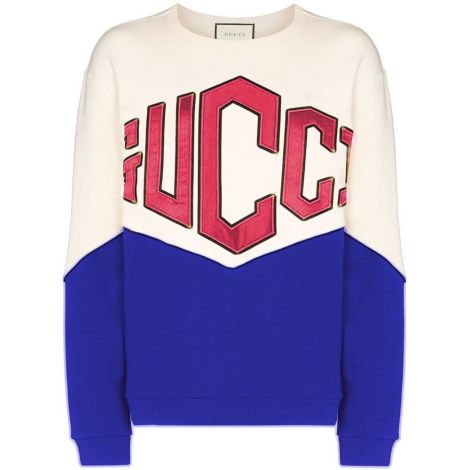 Gucci Sweatshirt Logo Beyaz - Gucci Sweatshirt With Mit Logo Big Mavi Beyaz